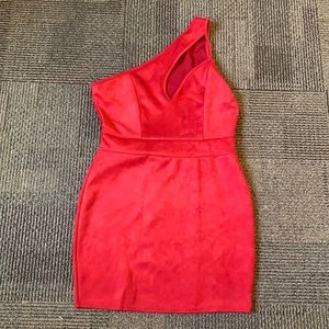 Red one shoulder suede dress, size 10